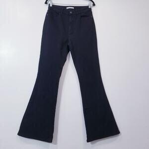 Elizabeth & James Organic Cotton Black High Rise Flare Jeans Wide Leg